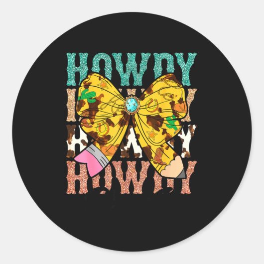 Sticker Rond Howdy Pre-k 1st Grade Teacher Western Cowboy Cowgi (Devant)