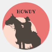 Sticker Rond Howdy Ranch Cowboy Horse Western (Devant)