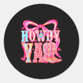 Sticker Rond Howdy Yall Cowboy Boots Coquette Bow Western Valen (Devant)