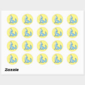 Sticker Rond Howling Baby Blue Wolf (Feuille)
