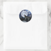 Sticker Rond Howling Grey Wolf & Moon (Sac)
