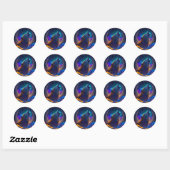 Sticker Rond Howling Wolf Surreal Imaginaire (Feuille)