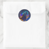 Sticker Rond Howling Wolf Surreal Imaginaire (Sac)