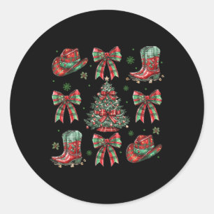 Sticker Rond Howy Christmas Coquette Bow Cowgirl Boots Western