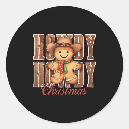 Sticker Rond Howy Christmas Cowboy Gingerbread Homme Western Co (Devant)