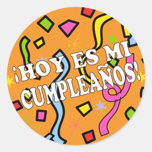 Sticker Rond Hoy es mi cumpleaños anniversaire en espagnol (Devant)