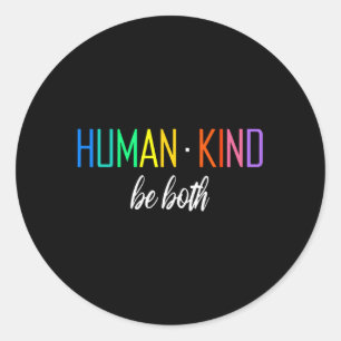 Sticker Rond Hu Genre Être Les Deux Lgbtq Ally Pride Rainbow Po