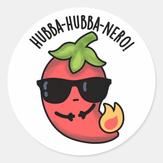 Sticker Rond Hubba-hubba-nero Funny Habanero Pun (Devant)