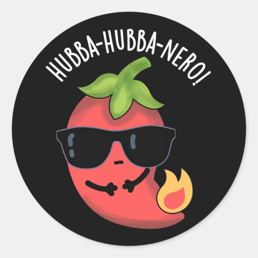 Sticker Rond Hubba-hubba-nero Funny Habanero Pun Dark BG (Devant)