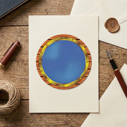 Sticker Rond Hublot de navire nautique avec eau bleue