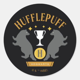 Sticker Rond HUFFLEPUFF™ Badger and Cup House Pride Graphisme