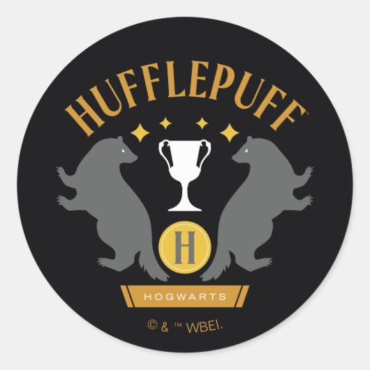 Sticker Rond HUFFLEPUFF™ Badger and Cup House Pride Graphisme (Devant)