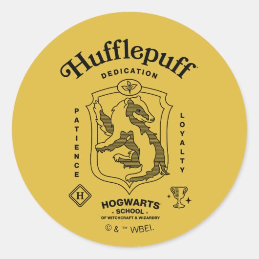 Sticker Rond HUFFLEPUFF™ Dedication Patience Loyalty Crest (Devant)