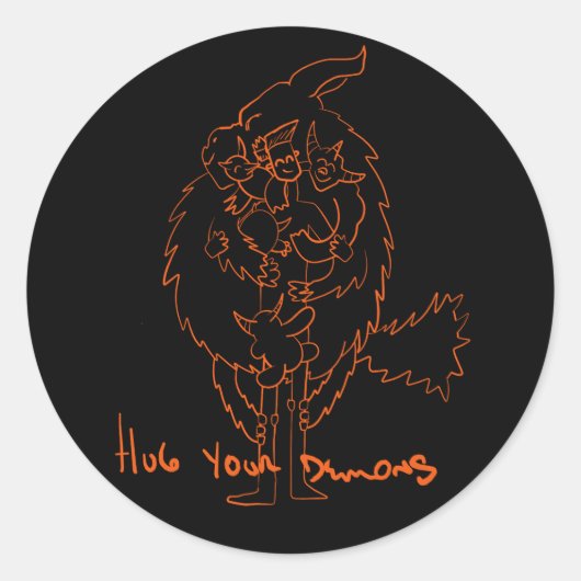 Sticker Rond Hug Your Demons (Devant)