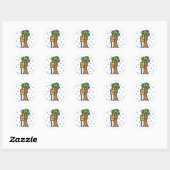Sticker Rond Hugger d'arbre coloré (Feuille)