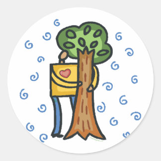Sticker Rond Hugger d'arbre coloré