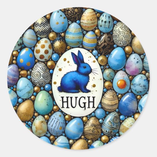 Sticker Rond HUGH ~ Multitude d'oeufs de Pâques ~ (Devant)