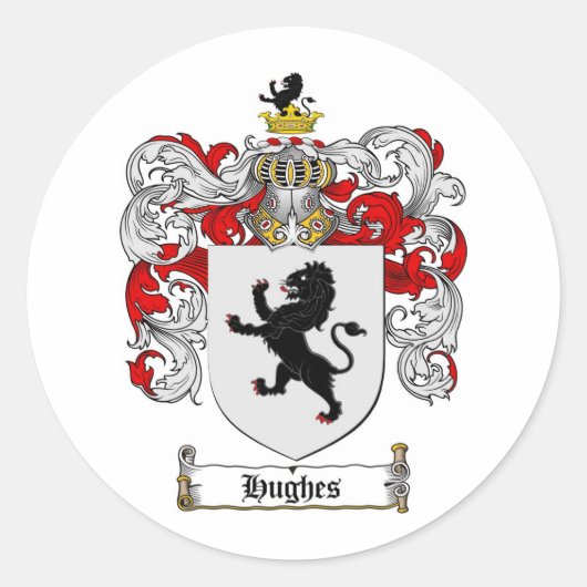 STICKER ROND HUGHES FAMILLE CREST - HUGHES COAT D'ARMES (Devant)