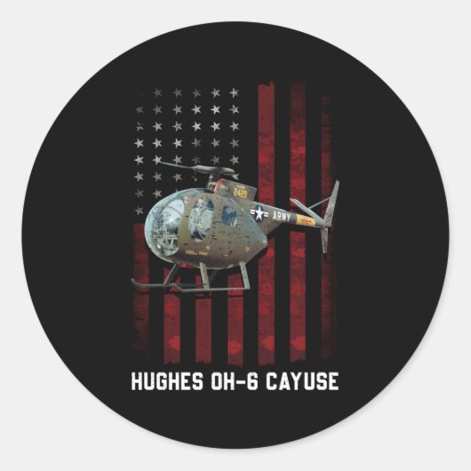 Sticker Rond Hughes Oh 6 Cayuse Oh 6 Loach Helicopter (Devant)