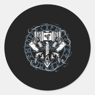 Sticker Rond Huginn Celtique Et Muninn Raven Viking
