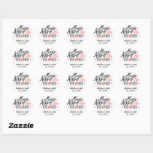 Sticker Rond Hugs and Kisses New Mr and Mrs Love and Heart (Feuille)