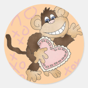 Sticker Rond Hugs de singe et baisers T-shirts et cadeaux