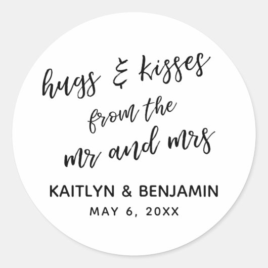 Sticker Rond Hugs & Kisses de M. et Mme Plain, Simple (Devant)