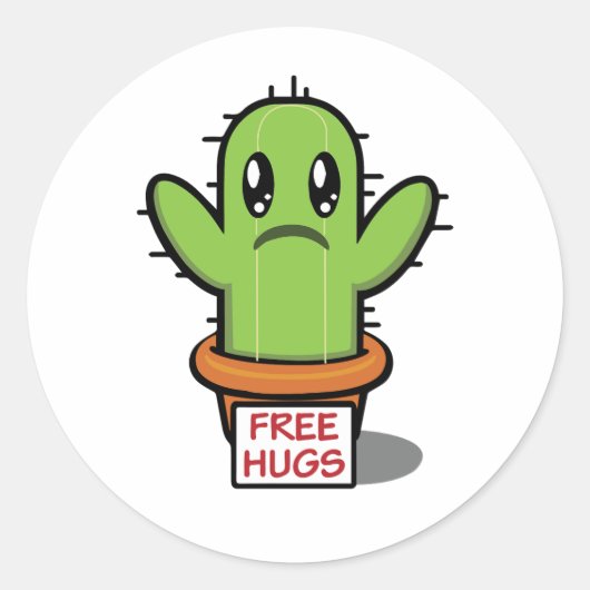 Sticker Rond Hugs Libres - Cactus Humour Drôle (Devant)