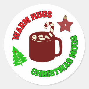 Sticker Rond Hugues chaudes et Mugs de Noël Retro Holiday