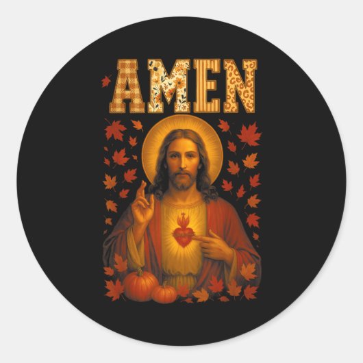 Sticker Rond Hugvyn Amen Fall Jesus Christian Bible Verses Than (Devant)