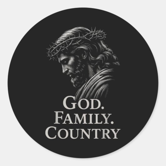 Sticker Rond Hugvyn God Family Country Jesus Christian Faith Mi (Devant)