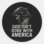 Sticker Rond Hugvyn God Isn’t Done With America Christian Faith (Devant)