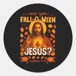Sticker Rond Hugvyn Halloween êtes-vous Fall-o-ween Jésus-Chris