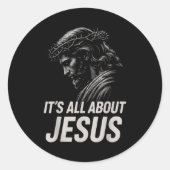 Sticker Rond Hugvyn Its All About Jesus Christian Faith Patriot (Devant)