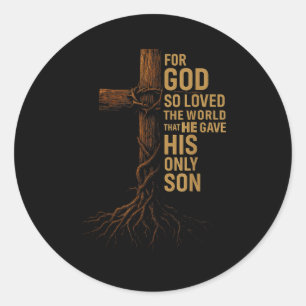 Sticker Rond Hugvyn Jésus Dieu Aima Tant Le Monde Croix Jean 3_