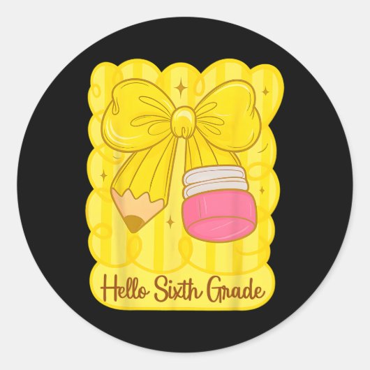 Sticker Rond Hugvyn Retour À L'École Coquette Crayon Sixième An (Devant)