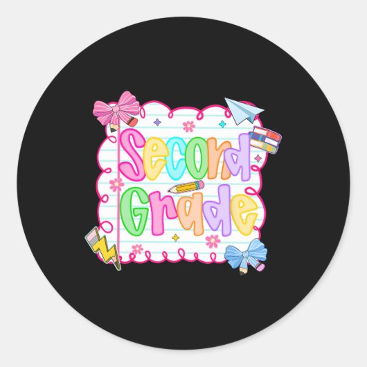 Sticker Rond Hugvyn Retourner À L'École Mignonne Thé Préppy De (Devant)