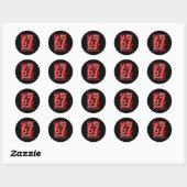 Sticker Rond Hugvyn Six Seven Valentine 6 7 Meme Checkered Coqu (Feuille)