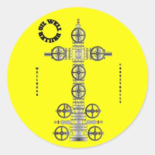 Sticker Rond Huile de puits de forage, Tête de puits, Sticule,  (Devant)