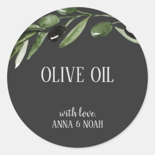 Sticker Rond Huile d'olive Aquarelle Merci Mariage Faveur
