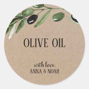 Sticker Rond Huile d'olive Aquarelle Merci Mariage Faveur