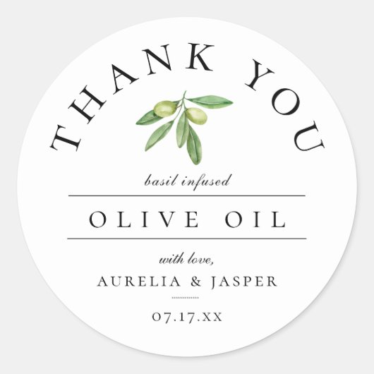 Sticker Rond Huile d'olive Merci Cadeau (Devant)