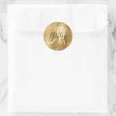 Sticker Rond Huile d'or Glitter Monogramme noir et blanc (Sac)