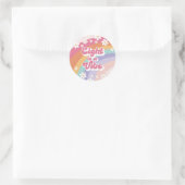Sticker Rond Huit est Vibe Retro Rainbow 8e anniversaire (Sac)