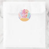 Sticker Rond Huit est Vibe Retro Sunshine Rainbow Daisy (Sac)