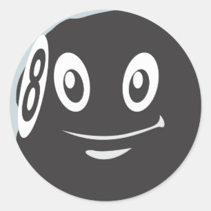Sticker Rond Huit mignons bande dessinée de billard de 8 boule