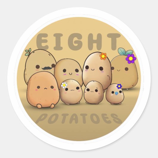 Sticker Rond Huit pommes de terre (Devant)