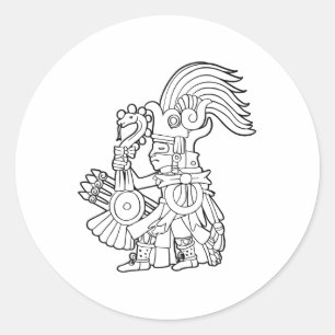 Sticker Rond Huitzilopochtli Aztec Dieu Aztec Mythologie Maya S