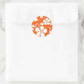 STICKER ROND HULA HAÏIENNE (HIBISCUS) ORANGE (Sac)