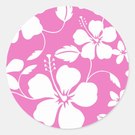 STICKER ROND HULA HAÏIENNE (HIBISCUS) ROSE (Devant)